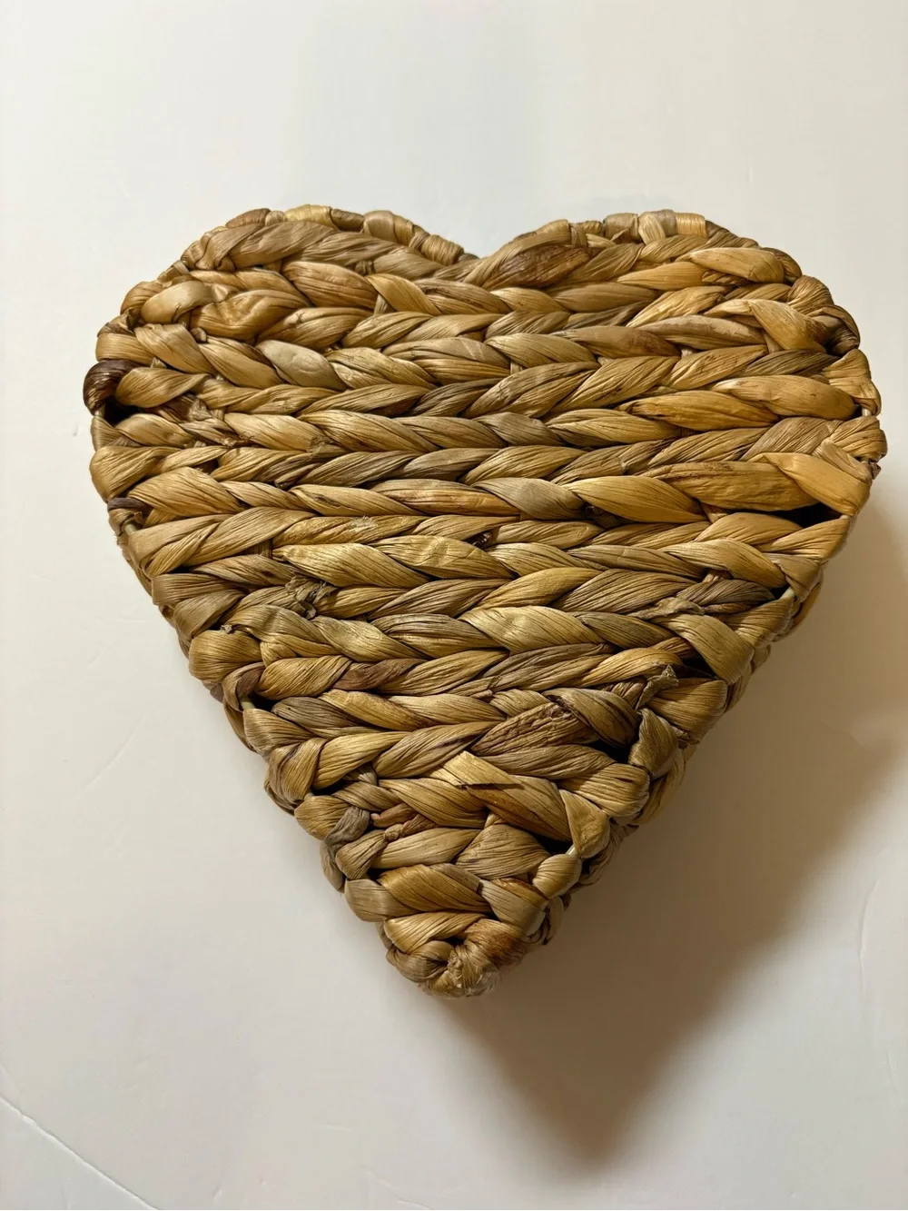 Handwoven Heart-Shaped Decorative Basket - Natural Tan